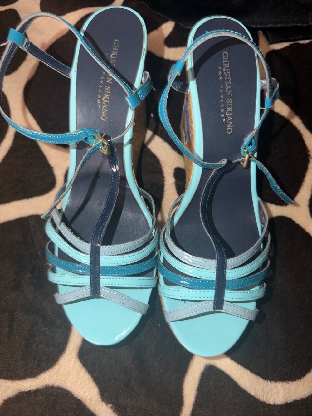 Christian Siriano Blue and Turquoise Strappy Heeled Sandals
